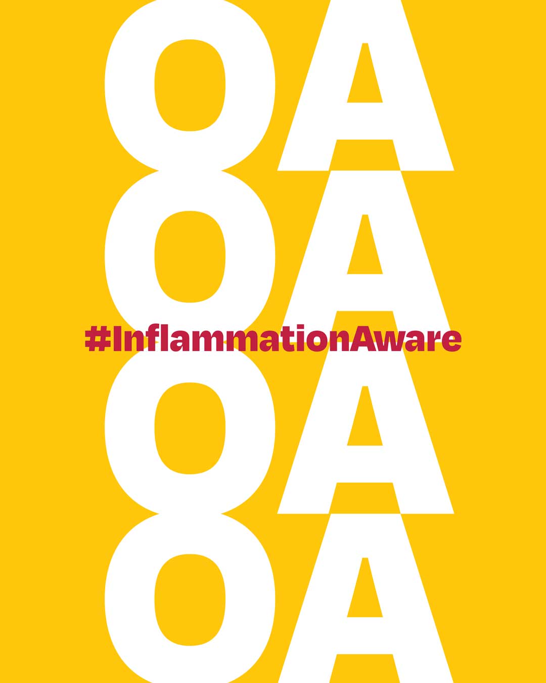 Social post image of the letters "OA" repeated with #InflammationAware superimposed.