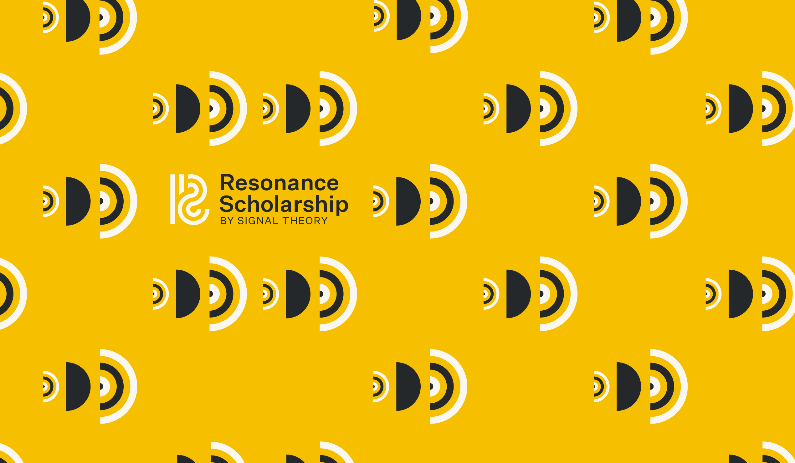 A graphic pattern with the Resonance Scholarship logo