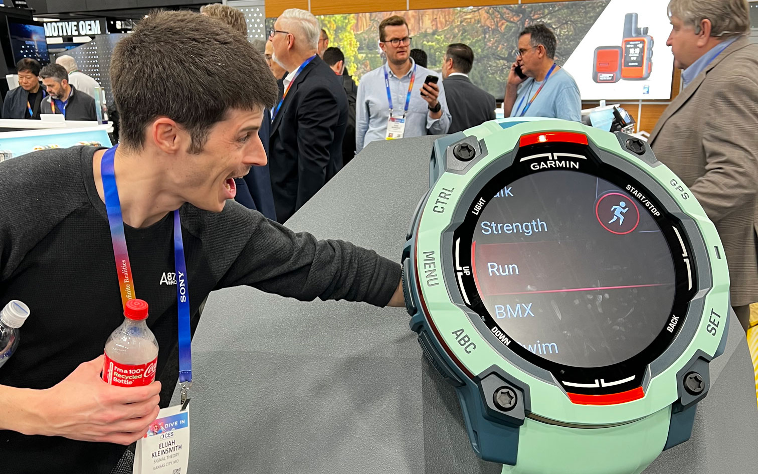 author at ces 2025 sporting a comically large smart watch from Garmin